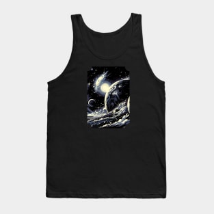 Cosmic Voyage: Graphic Galaxy and Planet Design Tank Top